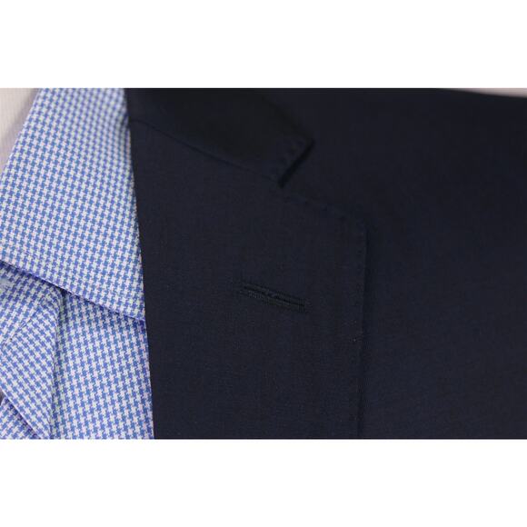 Saks Fifth Avenue Men's Modern Fit Solid Navy Blue 120's Wool Blazer Jacket 42L - Picture 5 of 10